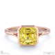 yellow lab grown diamond asscher-cut bezel setting split band rose gold engagement ring with 9k rose gold metal and asscher shape diamond
