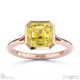 yellow lab grown diamond asscher-cut bezel setting split band rose gold engagement ring with 9k rose gold metal and asscher shape diamond