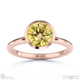 yellow lab grown diamond round-cut bezel setting split band rose gold engagement ring with 18k rose gold metal and round shape diamond