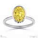 yellow lab grown diamond oval-cut basket bezel setting solitaire white gold engagement ring with 9k white gold metal and oval shape diamond