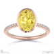 yellow natural diamond oval-cut basket bezel setting pave rose gold engagement ring with 18k rose gold metal and oval shape diamond