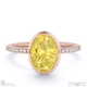 yellow natural diamond oval-cut basket bezel setting pave rose gold engagement ring with 18k rose gold metal and oval shape diamond