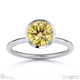 yellow natural diamond round-cut basket bezel setting solitaire white gold engagement ring with 9k white gold metal and round shape diamond