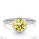 yellow natural diamond round-cut basket bezel setting solitaire white gold engagement ring with 9k white gold metal and round shape diamond