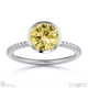 yellow lab grown diamond round-cut basket bezel setting pave white gold engagement ring with 18k white gold metal and round shape diamond