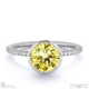 yellow lab grown diamond round-cut basket bezel setting pave white gold engagement ring with 18k white gold metal and round shape diamond