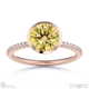 yellow lab grown diamond round-cut basket bezel setting pave rose gold engagement ring with 9k rose gold metal and round shape diamond