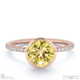 yellow lab grown diamond round-cut basket bezel setting pave rose gold engagement ring with 9k rose gold metal and round shape diamond