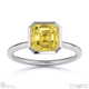 yellow lab grown diamond asscher-cut basket bezel setting solitaire white gold engagement ring with 18k white gold metal and asscher shape diamond