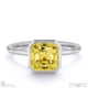 yellow lab grown diamond asscher-cut basket bezel setting solitaire white gold engagement ring with 18k white gold metal and asscher shape diamond