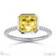 yellow natural diamond asscher-cut basket bezel setting pave platinum engagement ring with platinum metal and asscher shape diamond