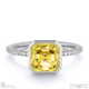 yellow natural diamond asscher-cut basket bezel setting pave platinum engagement ring with platinum metal and asscher shape diamond