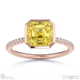 yellow lab grown diamond asscher-cut basket bezel setting pave rose gold engagement ring with 18k rose gold metal and asscher shape diamond