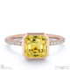 yellow lab grown diamond asscher-cut basket bezel setting pave rose gold engagement ring with 18k rose gold metal and asscher shape diamond