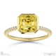 yellow lab grown diamond asscher-cut basket bezel setting pave yellow lab grown gold engagement ring with 9k yellow gold metal and asscher shape diamond