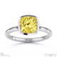 yellow natural diamond cushion-cut bezel setting split band white gold engagement ring with 9k white gold metal and cushion shape diamond