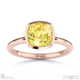 yellow lab grown diamond cushion-cut bezel setting split band rose gold engagement ring with 9k rose gold metal and cushion shape diamond