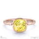 yellow lab grown diamond cushion-cut bezel setting split band rose gold engagement ring with 9k rose gold metal and cushion shape diamond