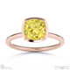 yellow lab grown diamond cushion-cut basket bezel setting solitaire rose gold engagement ring with 9k rose gold metal and cushion shape diamond