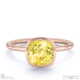 yellow lab grown diamond cushion-cut basket bezel setting solitaire rose gold engagement ring with 9k rose gold metal and cushion shape diamond