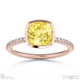 yellow lab grown diamond cushion-cut basket bezel setting pave rose gold engagement ring with 9k rose gold metal and cushion shape diamond