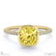 yellow lab grown diamond cushion-cut basket bezel setting pave yellow lab grown gold engagement ring with 9k yellow gold metal and cushion shape diamond