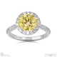 yellow lab grown diamond round halo engagement ring white gold with 9k white gold metal and round shape diamond
